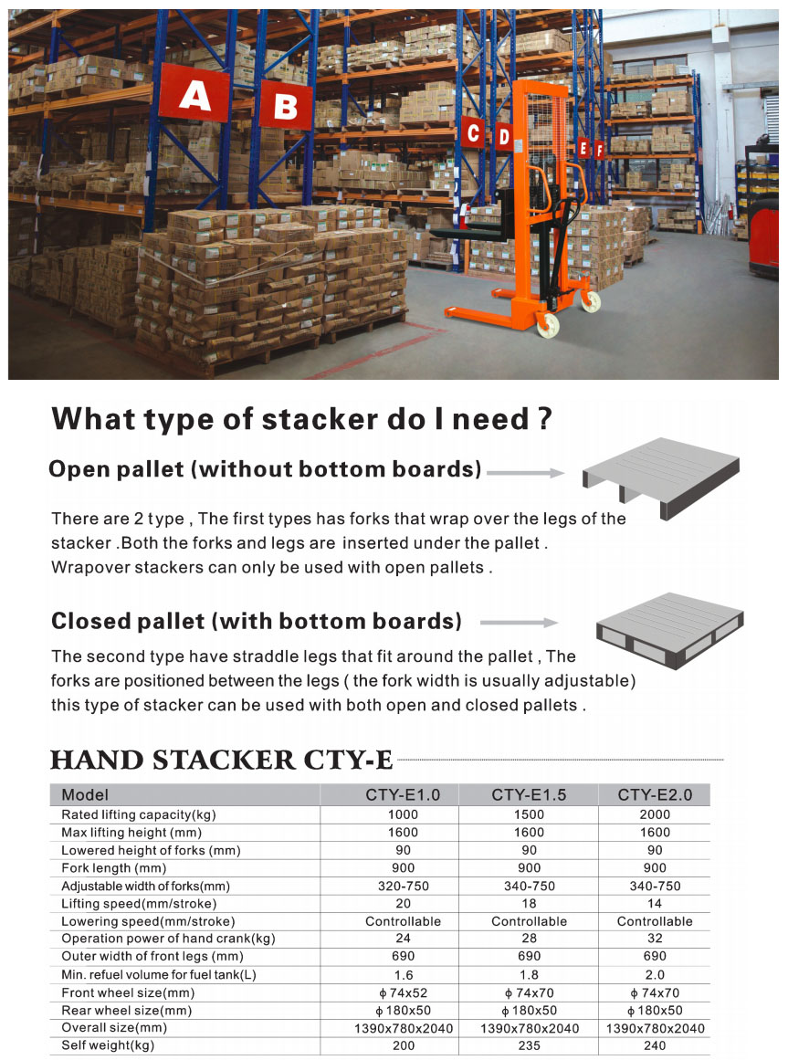Hand Stacker Top Quality CTY-E | Car Lift